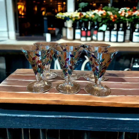 Set of 6 Laurus liquor glasses - hand painted Italian glass - Picture 5 of 6